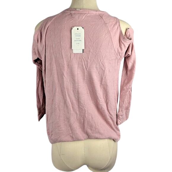 Hippie Rose Juniors Cold-Shoulder Shirt Mauve Petal Size L - Picture 2 of 4